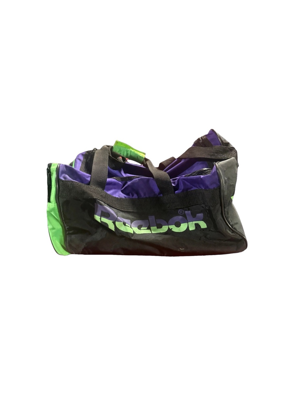 Vintage 90s Reebok The Pump Duffel Bag Black Purple Neon Green Union Jack OG